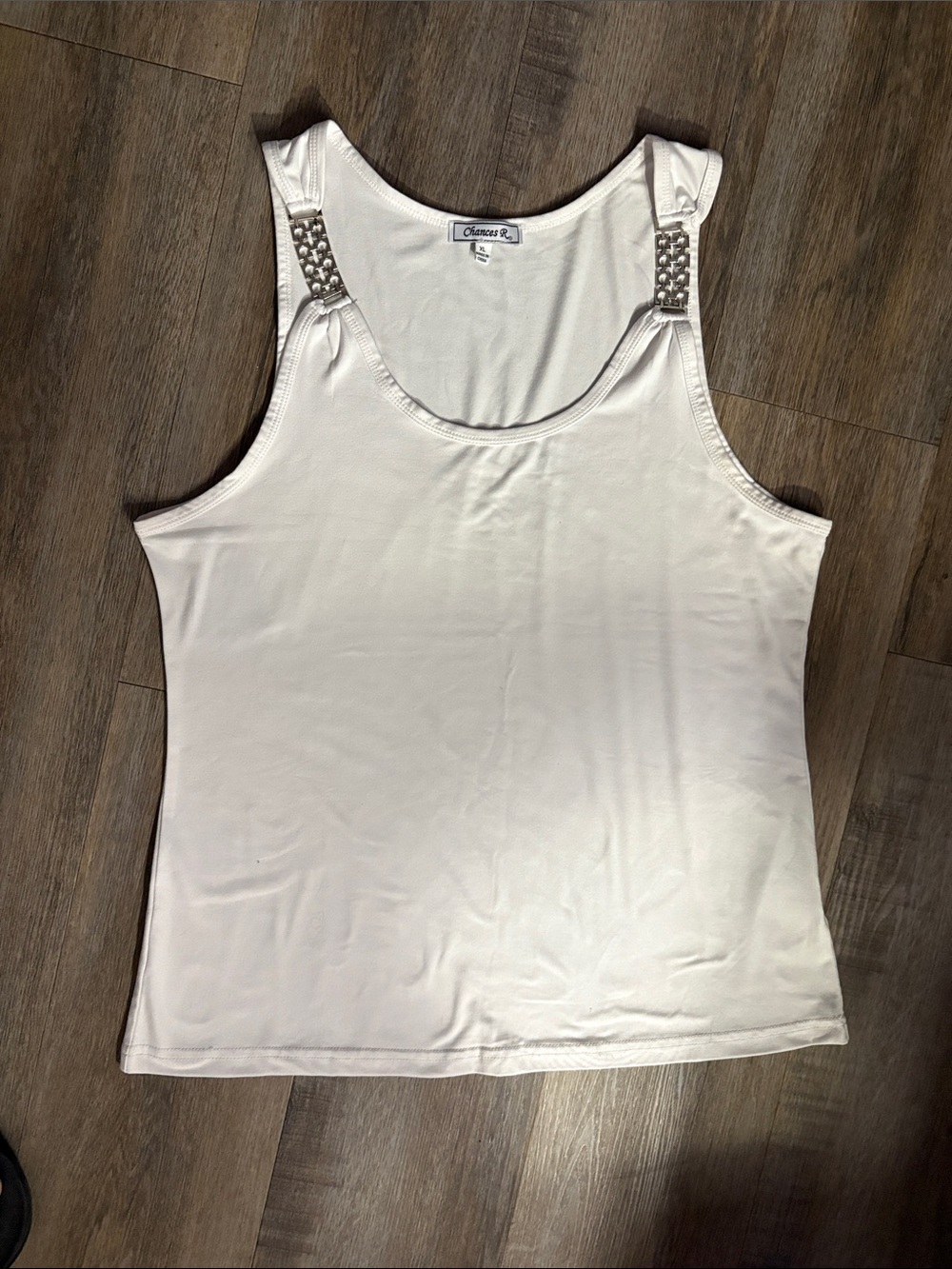 Classic White Tank with Studded Shoulder Straps